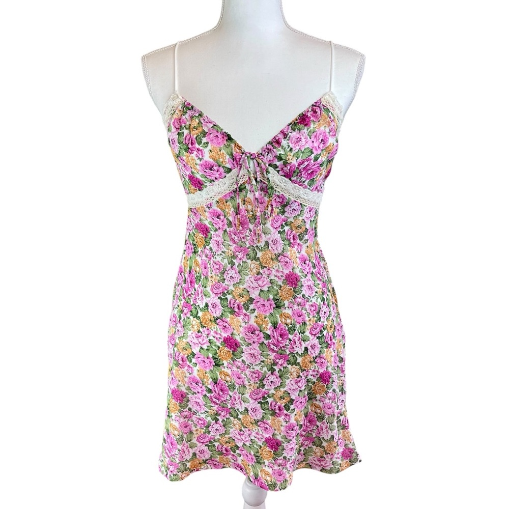 PRINCESS POLLY Pink Floral Emilee Babydoll Slip Dress 6 Camisole Mini Milkmaid - Picture 15 of 15